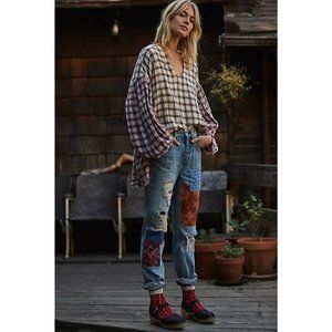 Free People Belladonna Patchwork Bootcut Jeans J79